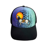 Wolf (Ma’iingan) Adjustable Cap (Water-Repellent) by Storm Angeconeb, Lac Seul First Nation, Ojibwe