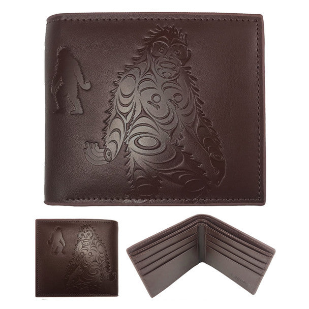 Sasquatch Leather Embossed Wallet by Francis Horne, Sr., Coast Salish
