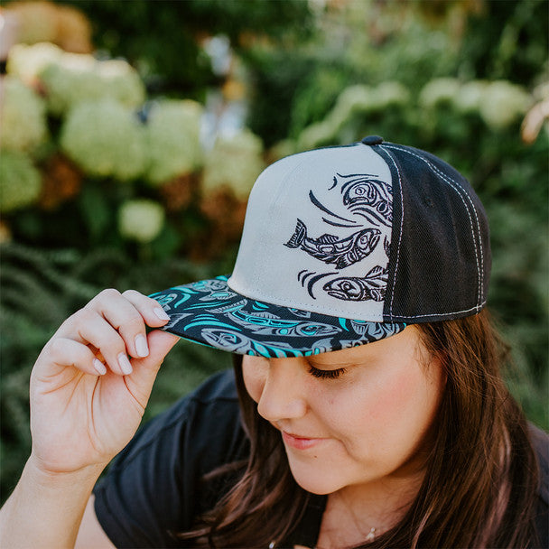 Sacred Salmon Snapback Cap by Paul Windsor, Haisla, Heiltsuk