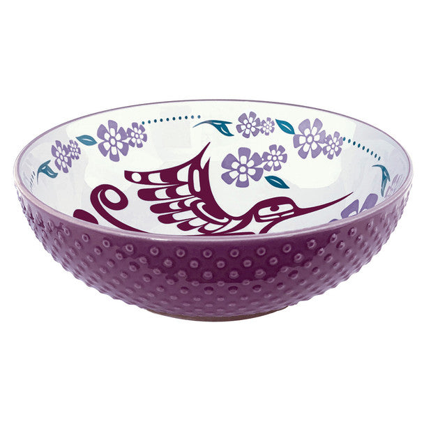 Hummingbird Porcelain Art Serving Bowl (Large) by Francis Dick, Kwakwaka'wakw