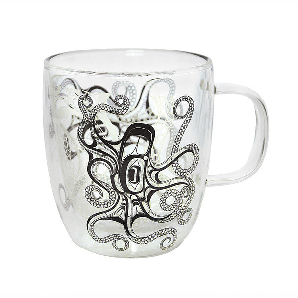 Octopus (Nuu) Double Walled Glass Mug by Ernest Swanson, Haida