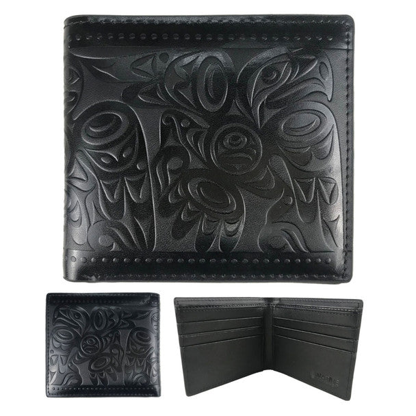 Salish Eagle Leather Embossed Wallet by Joe Wilson-Sxwaset, Coast Salish