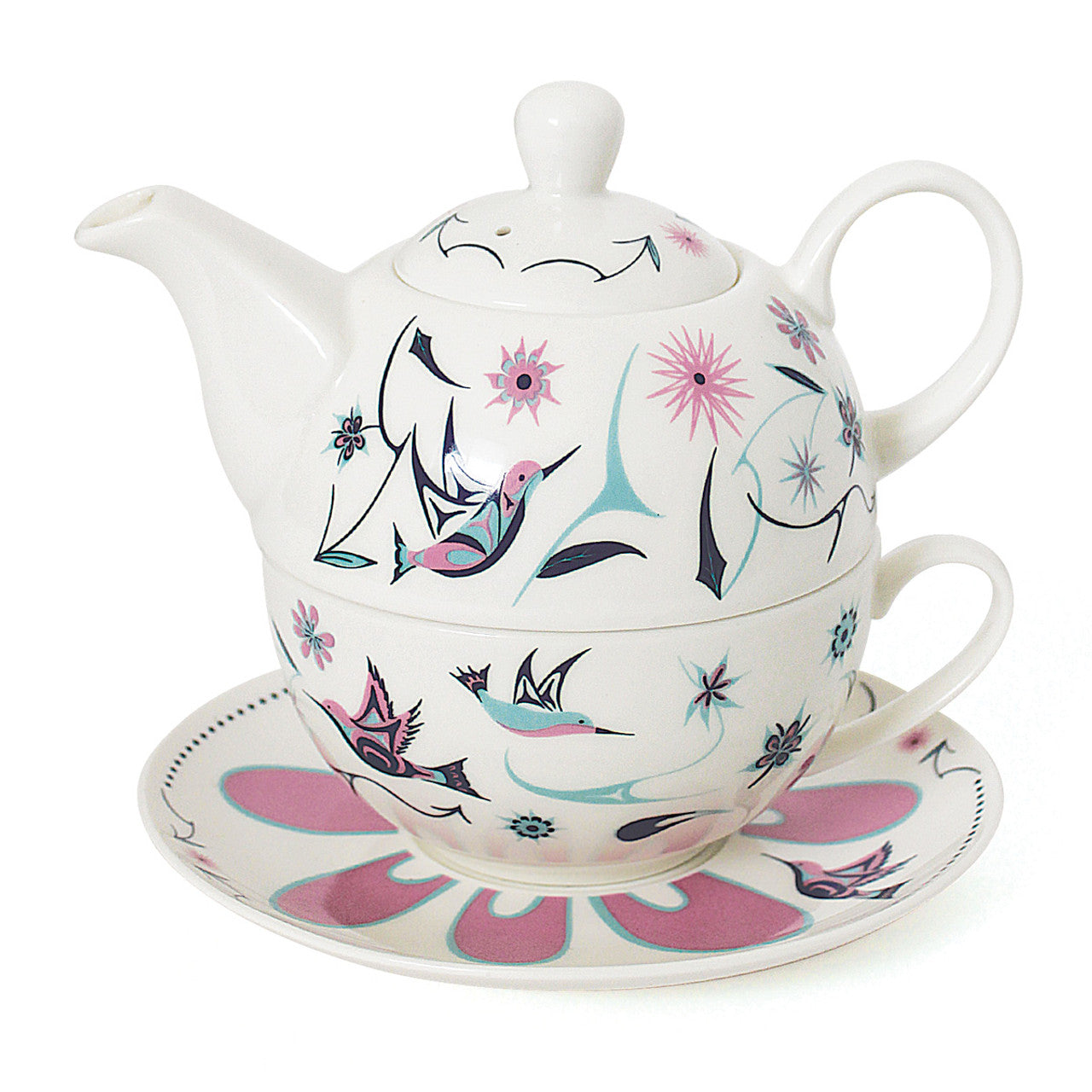 Hummingbirds Tea for One Set by Nicole La Rock, Coast Salish