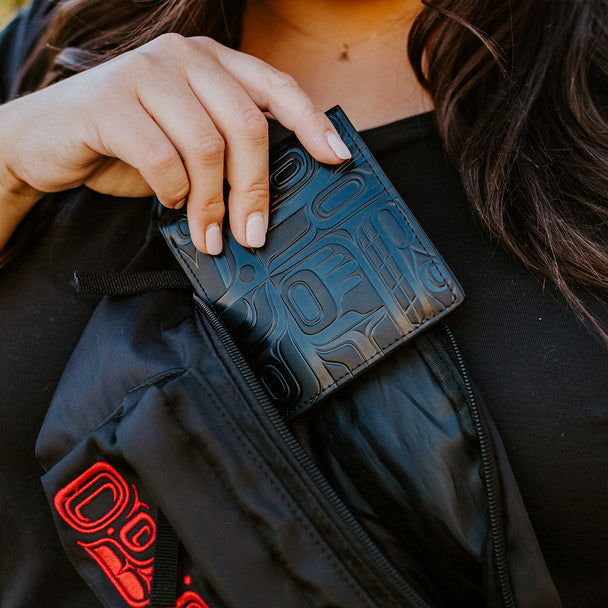 Tradition Leather Embossed Wallet by Ryan Cranmer, Namgis