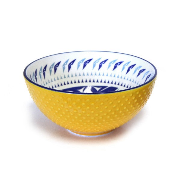 Hummingbird (Yellow) Porcelain Art Serving Bowl (Medium) by Maynard Johnny, Jr, Coast Salish, Kwakwaka'wakw