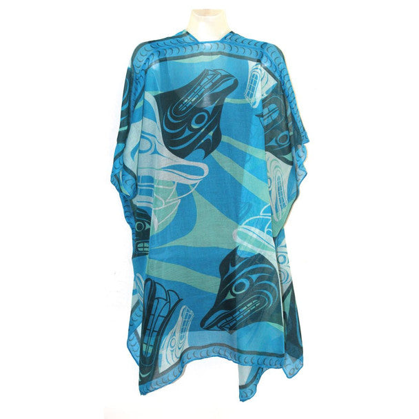 Spirit Wolves Sheer Fashion Wrap by Francis Horne, Sr., Coast Salish