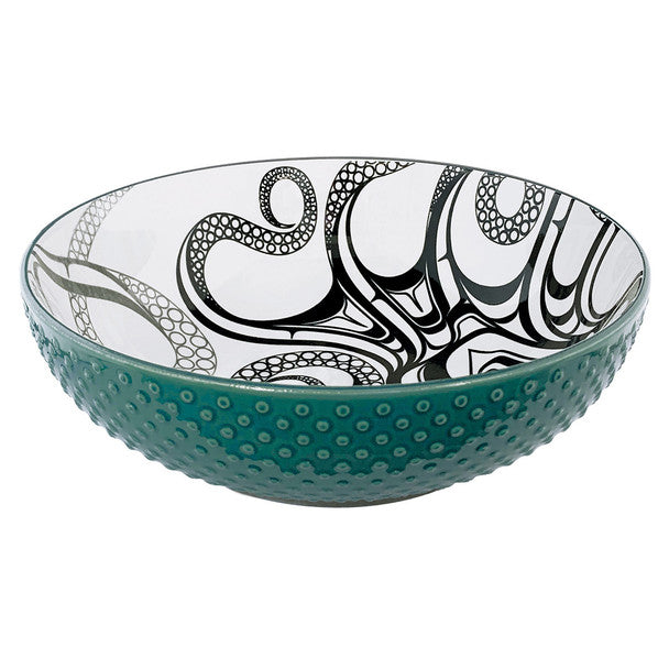 Octopus (Nuu) Porcelain Art Serving Bowl (Large) by Ernest Swanson, Haida