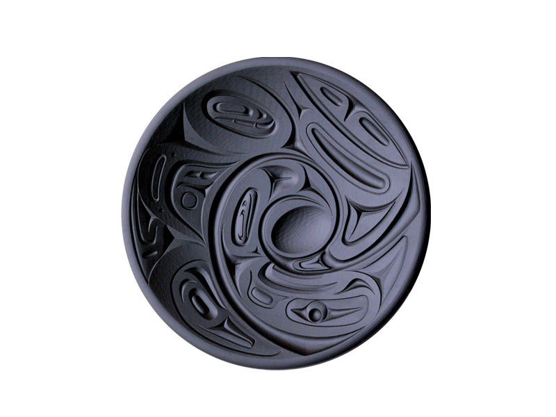 Eagle Orca Round Recycled Glass Indigenous Platter by Corrine Hunt