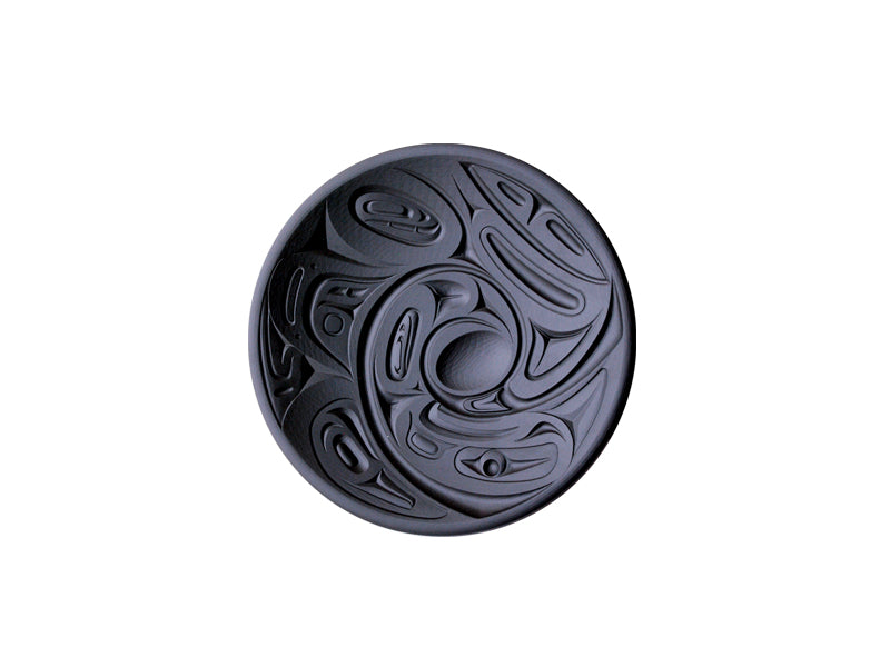 Eagle Orca Round Recycled Glass Indigenous Platter by Corrine Hunt