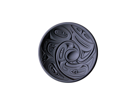 Eagle Orca Round Recycled Glass Indigenous Platter by Corrine Hunt
