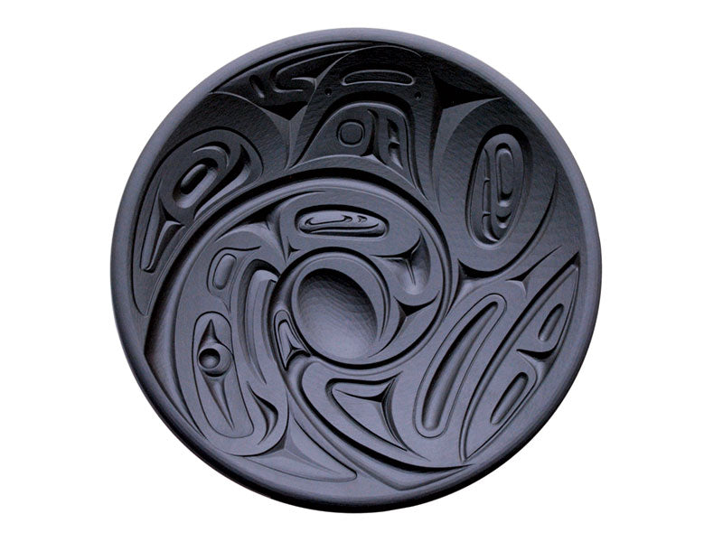 Eagle Orca Round Recycled Glass Indigenous Platter by Corrine Hunt