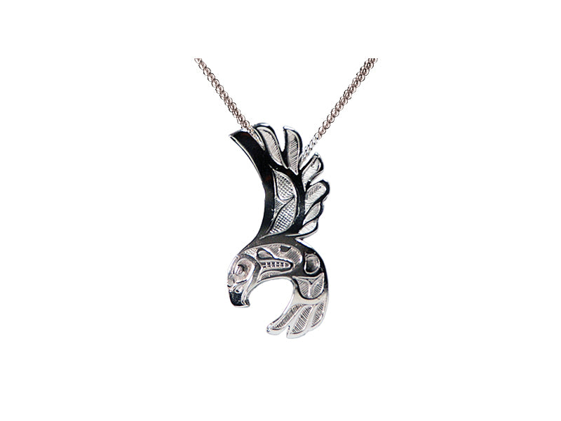 Silver Pewter Eagle Free Flight Indigenous Pendant by Bill Helin