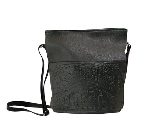 Embossed Leather Indigenous Purse w/Pocket Bear Box