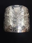 Sea Bear Hand Carved Sterling Silver Indigenous Bangle - Artist Sweewa