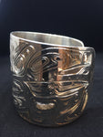 Sea Bear Hand Carved Sterling Silver Indigenous Bangle - Artist Sweewa