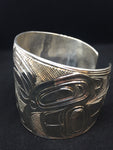 Double Eagle Hand Carved Sterling Silver Indigenous Bangle - Artist Sweewa