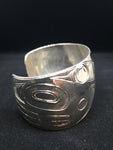 Killer Whale Hand Carved Sterling Silver Indigenous Bangle - Artist Sweewa