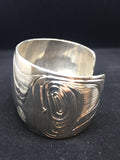 Killer Whale Hand Carved Sterling Silver Indigenous Bangle - Artist Sweewa