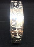 Wolf Hand Carved 1/2" Sterling Silver Indigenous Bangle - Artist Travis Henry