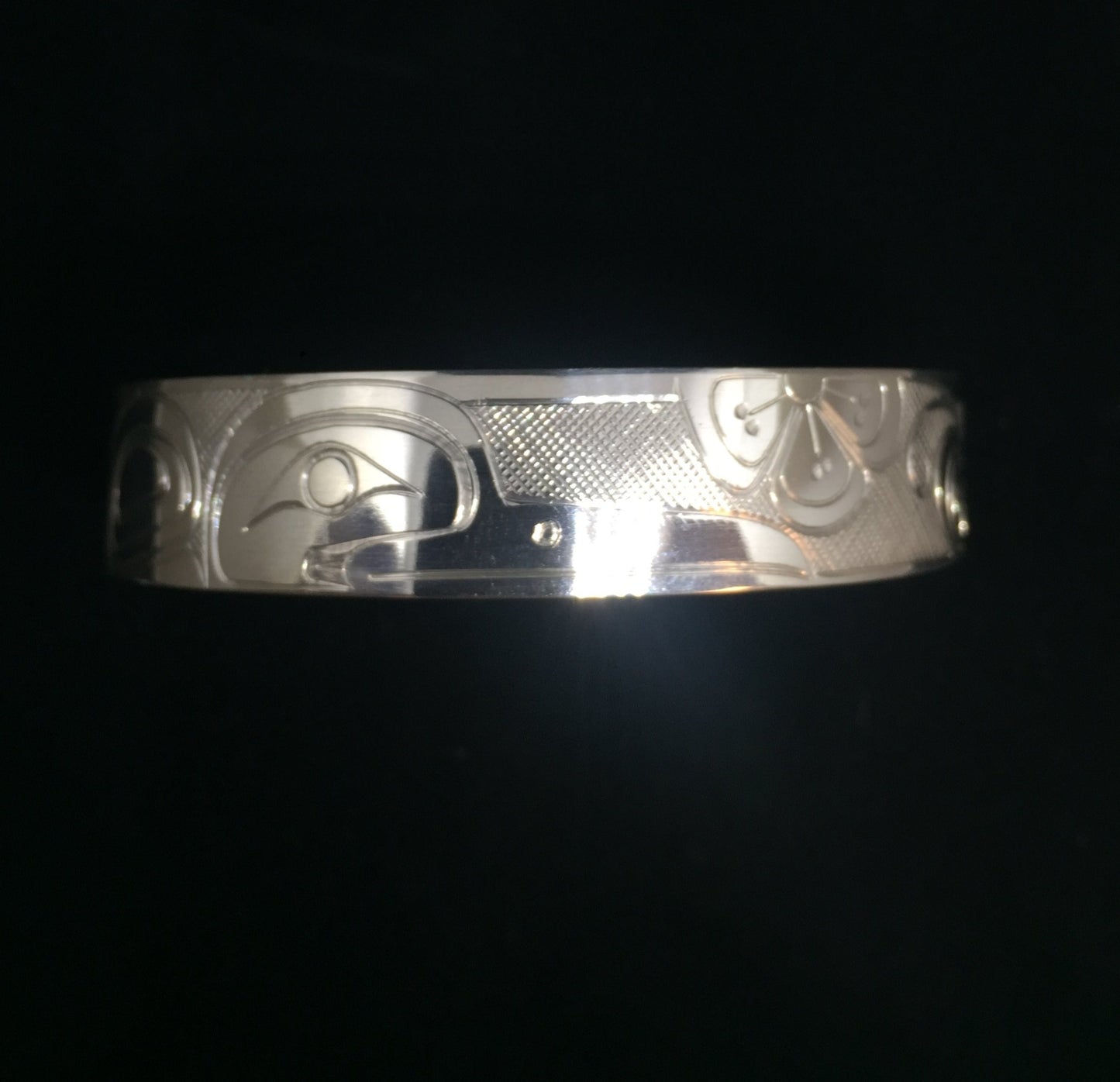 Hummingbird 1/2" Hand Carved Sterling Silver Indigenous Bangle - Artist Travis Henry