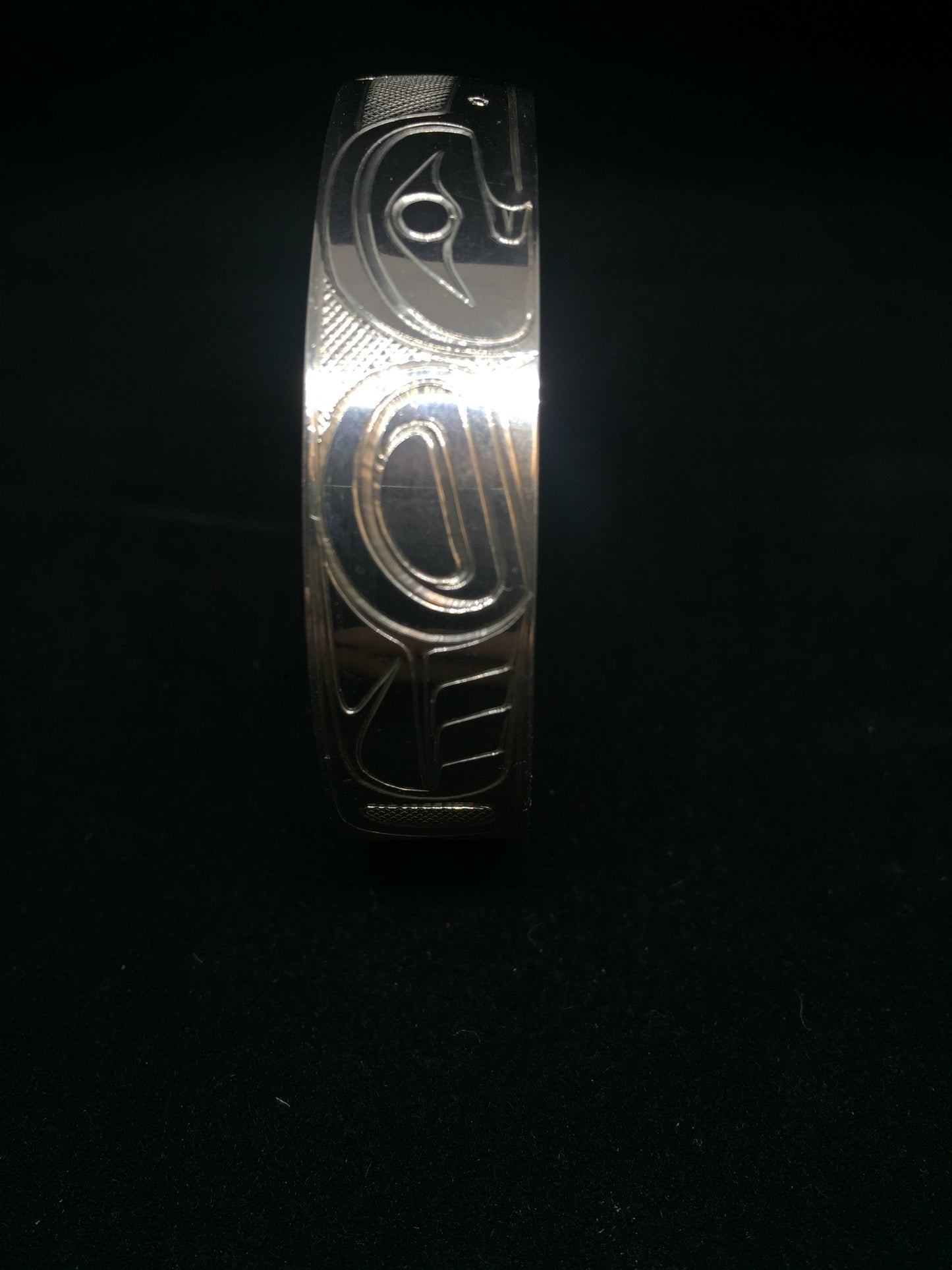 Hummingbird 1/2" Hand Carved Sterling Silver Indigenous Bangle - Artist Travis Henry