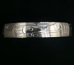 Wolf Hand Carved 3/8" Sterling Silver Indigenous Bangle