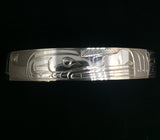 Wolf Hand Carved 3/8" Sterling Silver Indigenous Bangle