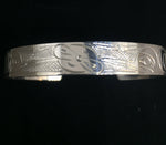Hummingbirds 3/8" Hand Carved Sterling Silver Indigenous Bangle