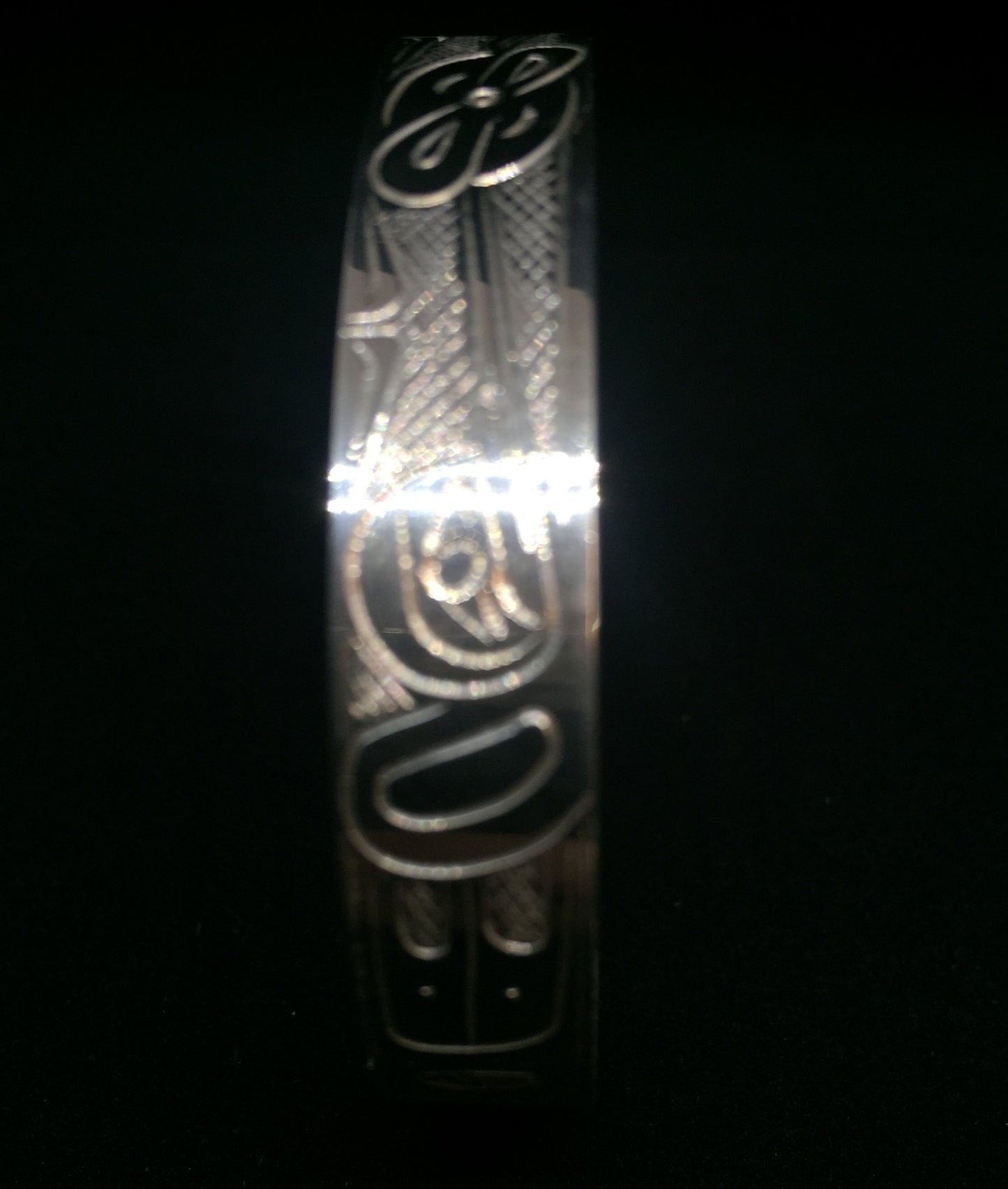 Hummingbirds 3/8" Hand Carved Sterling Silver Indigenous Bangle