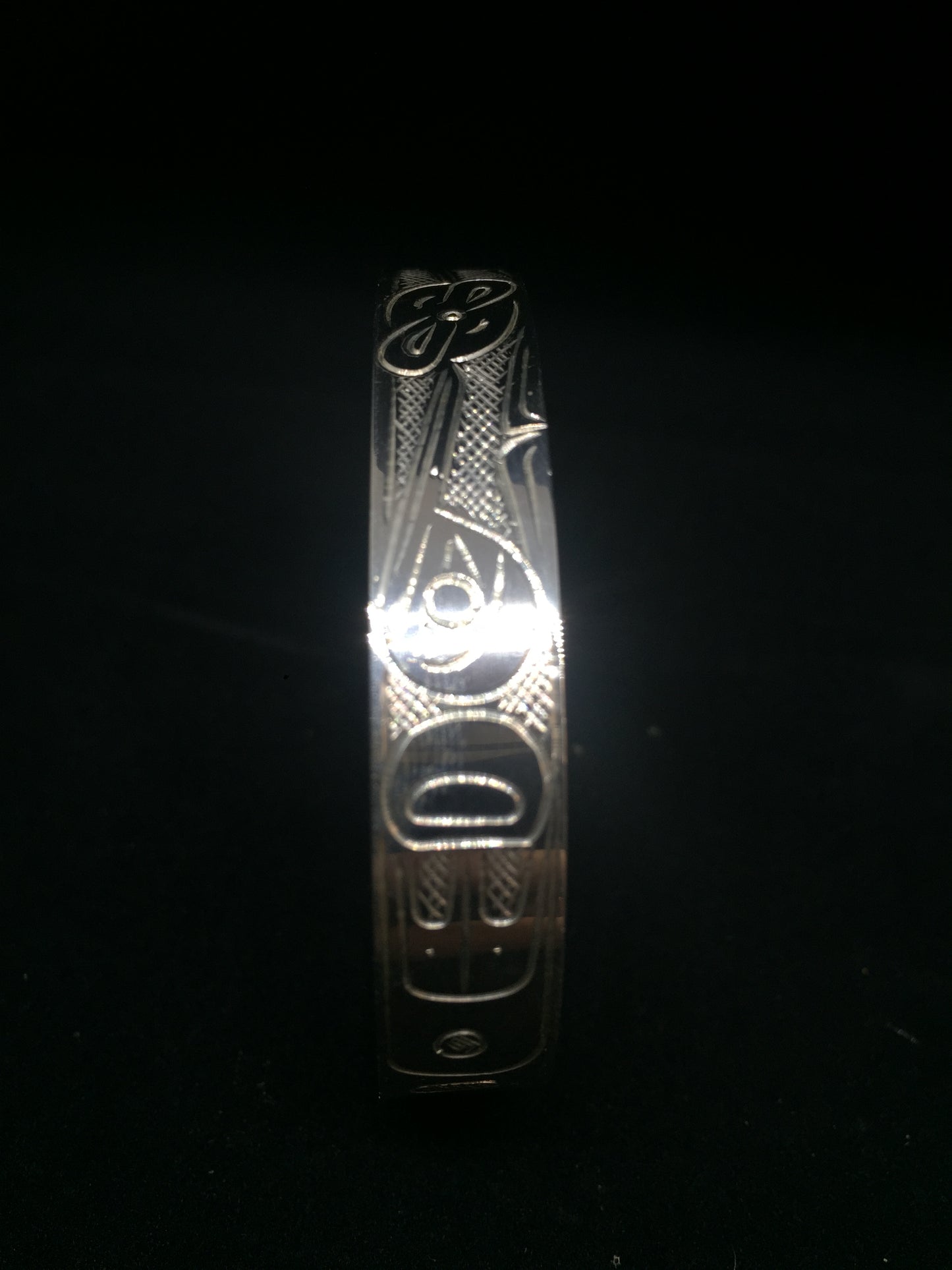 Hummingbird 1/2" Hand Carved Sterling Silver Indigenous Bangle - Artist Travis Henry