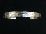 Wolf Hand Carved 1/4" Sterling Silver Indigenous Bangle
