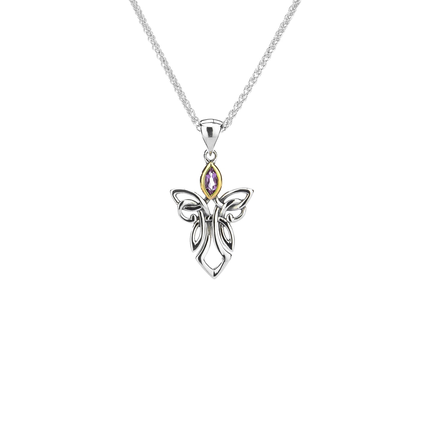 Silver and 10k Yellow Gold Guardian Angel Necklace – Small