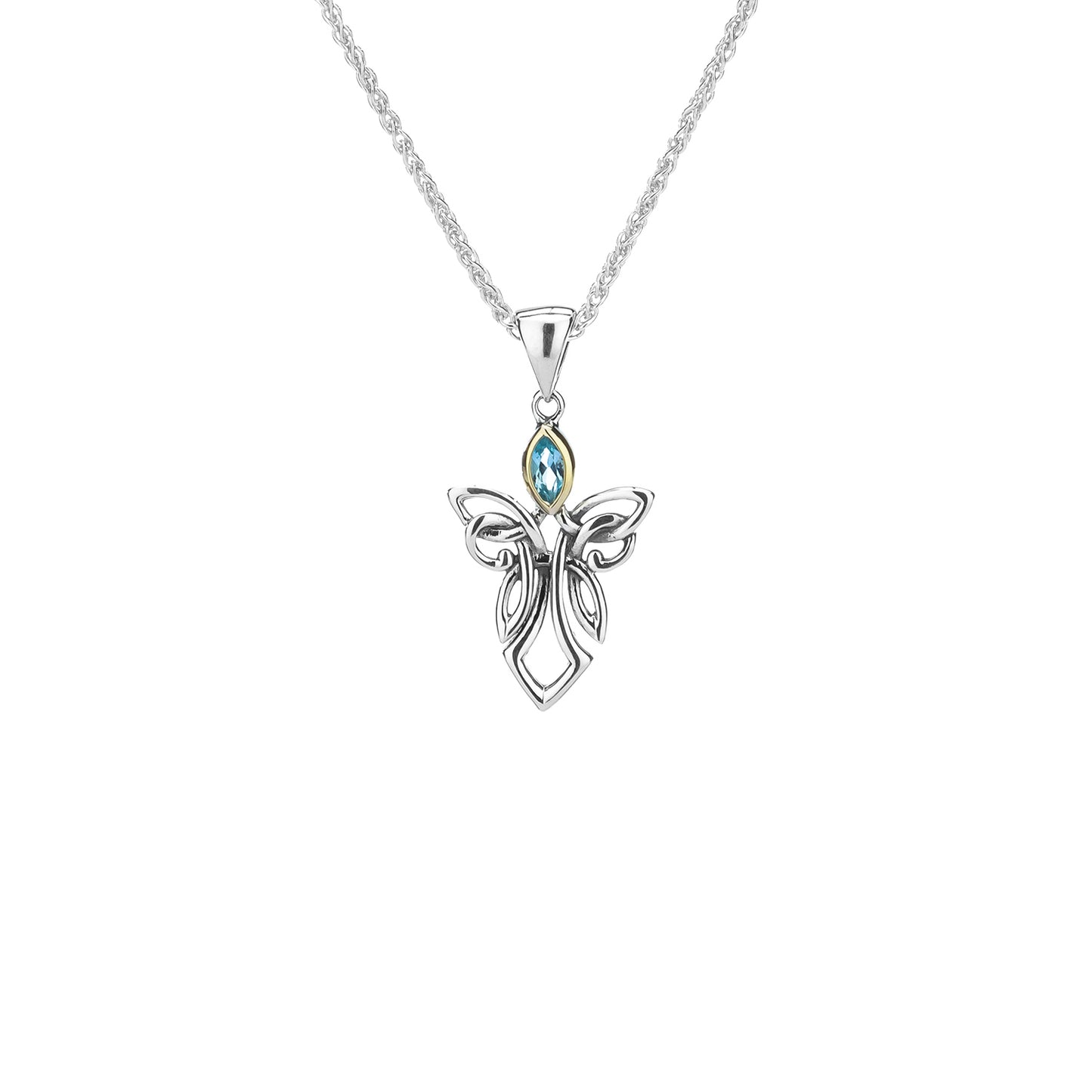 Silver and 10k Yellow Gold Guardian Angel Necklace – Small
