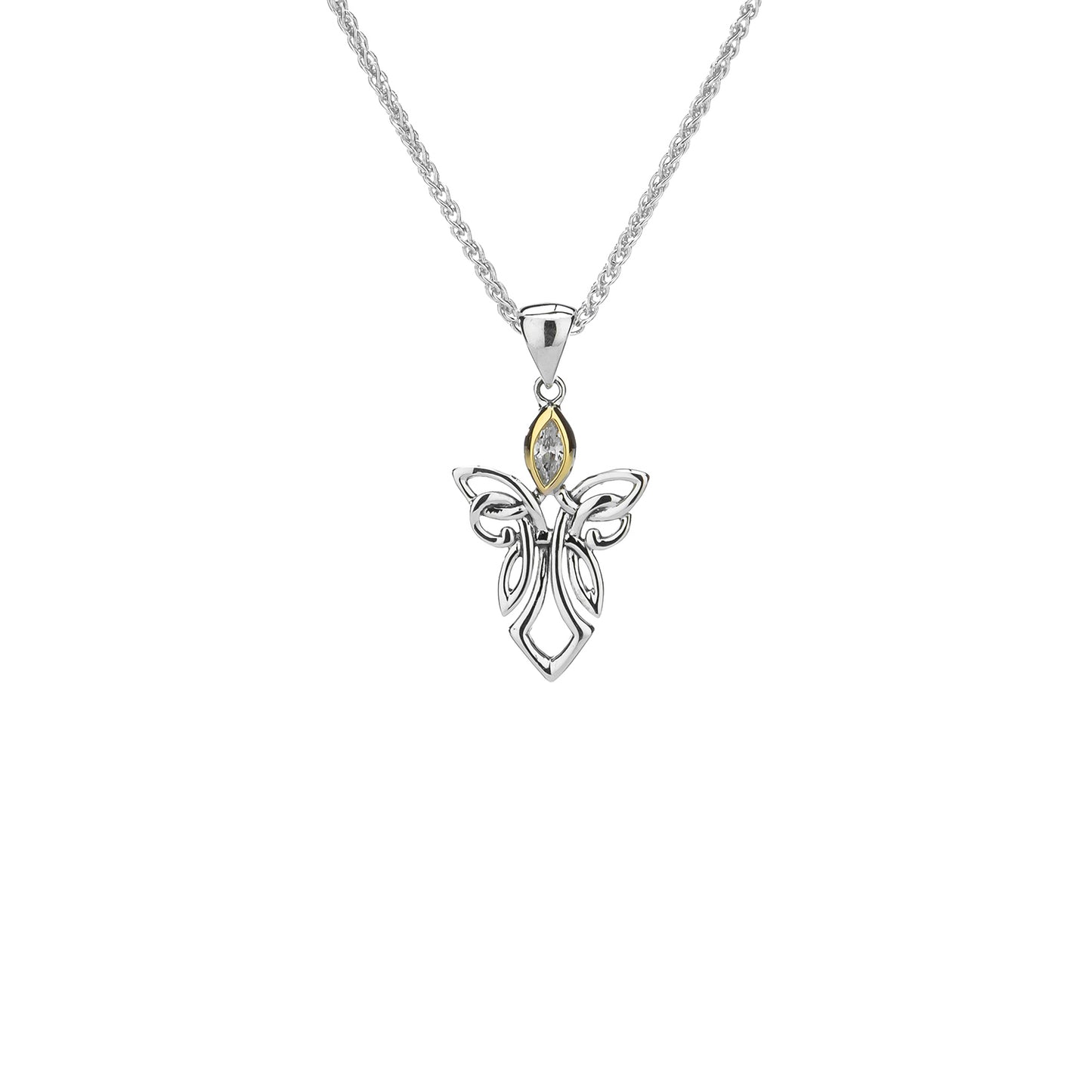 Silver and 10k Yellow Gold Guardian Angel Necklace – Small